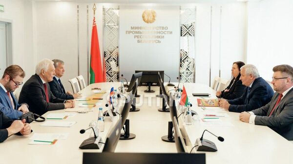 Встреча посла РФ  Бориса Грызлова с министром промышленности Беларуси Петром Пархомчиком - Sputnik Беларусь