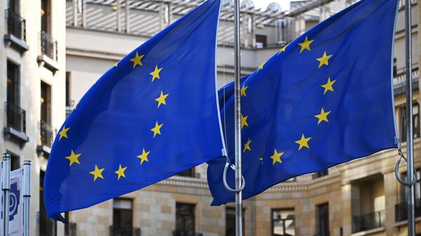 Флаги с символикой Евросоюза в Брюсселе - Sputnik Беларусь